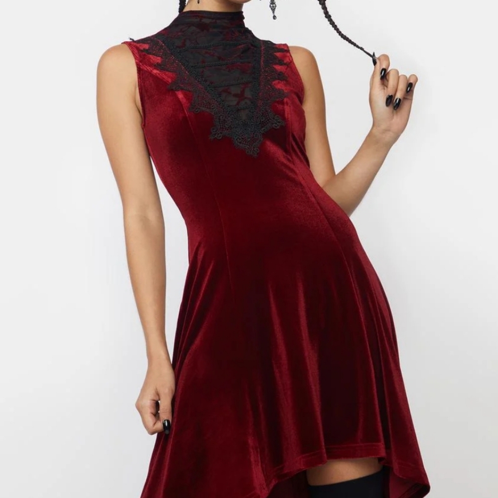 Red Sleeveless Mock Neck Maxi Gown for Prom